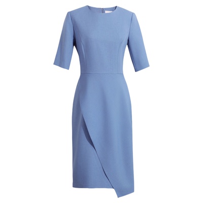 蓝色优雅漂亮通勤职业连衣裙新款