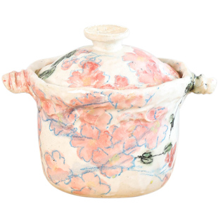 小葵川町屋 日本进口伊集院真理子手绘小花锅多用耐高温土锅饭锅