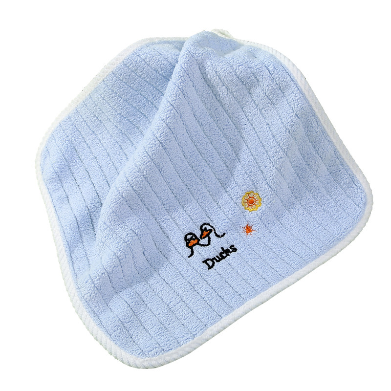 珊瑚绒小毛巾30方巾家用吸水带可挂绳幼儿园儿童巾四方形擦手巾