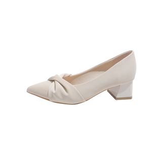 真皮~骄屿法式粗跟玛丽珍高跟鞋女2026春秋新款尖头浅口通勤单鞋