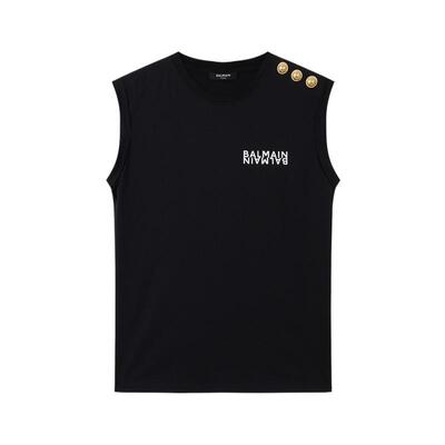 【新品直降】BALMAIN 春夏新品女士肩部纽扣T恤衫背心