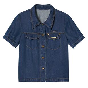 诗篇专选莱赛尔天丝牛仔薄衬衫宽松休闲短袖衬衣上衣2025夏季新款