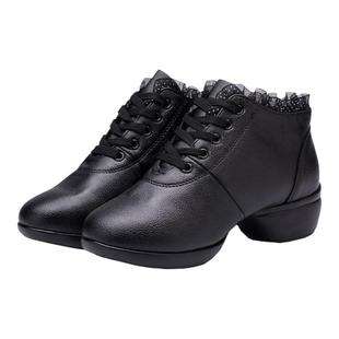 新款水兵舞鞋女成人软底单里冬季加绒舞蹈鞋真皮广场舞鞋跳舞靴子