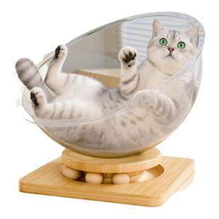太空舱猫窝四季通用高透亚克力非实木转盘凉感猫窝猫玩具猫床一体