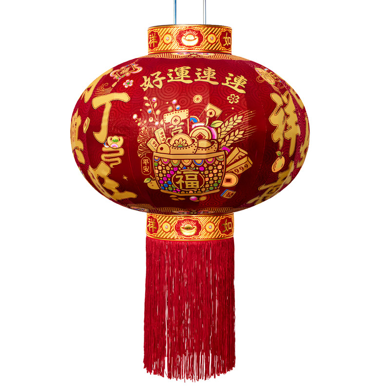 新年春节户外阳台大红植绒灯笼一