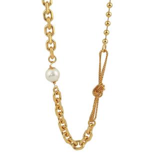 贝珠项链男女潮ins小众高级设计感镀k金新款时尚拼接粗锁骨脖颈链