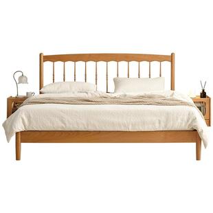 全友家居知樱·北欧风实木1米8双人大床新款家用卧室温莎高脚床