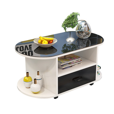 玻璃移动现代个性椭圆形功夫茶几简约客厅小户型经济型多功能创意