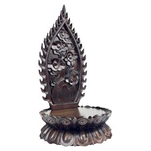 黑檀木莲花台底座带屏风圆形佛像加高实木底托观音菩萨家用供奉台