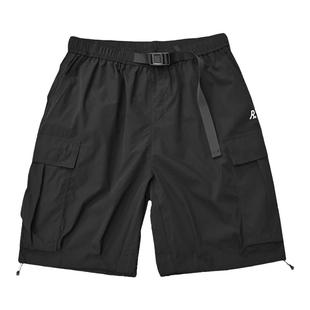 RE薄款夏季男士五分裤腰带松紧宽松军旅多口袋工装休闲裤速干短裤