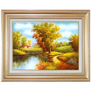 装饰画客厅沙发背景墙挂画欧式美式山水风景油画正品餐厅玄关壁画