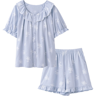 思莉太太圆领开衫文艺可外穿睡衣