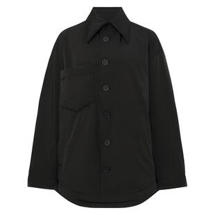 黑色羽绒衬衫 黑桃夹子鹅绒服 高密记忆BF极简廓形长袖衬衫轻羽绒