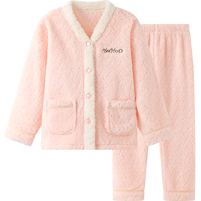 英氏儿童睡衣冬季加厚法兰绒