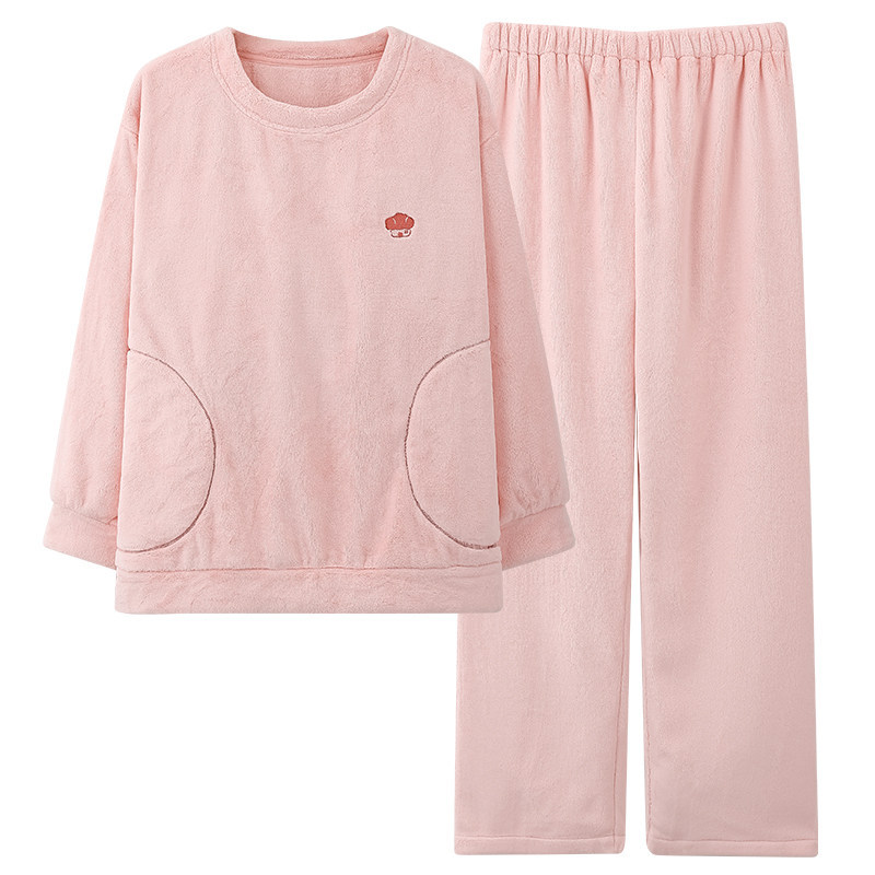 柔软珊瑚绒睡衣女秋冬长袖家居服