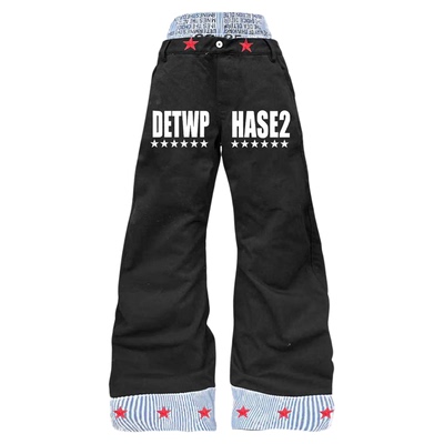 DETW红星条纹双腰弯刀裤