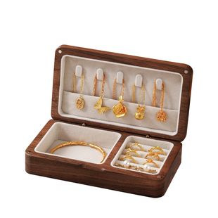 实木首饰收纳盒带锁高档精致专用金器黄金珠宝手饰品盒子