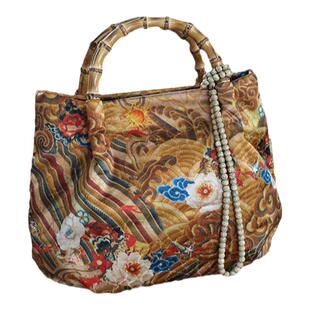 庸庸国风香云纱包包新中式桑蚕丝高端文艺复古水桶包女斜挎手提包