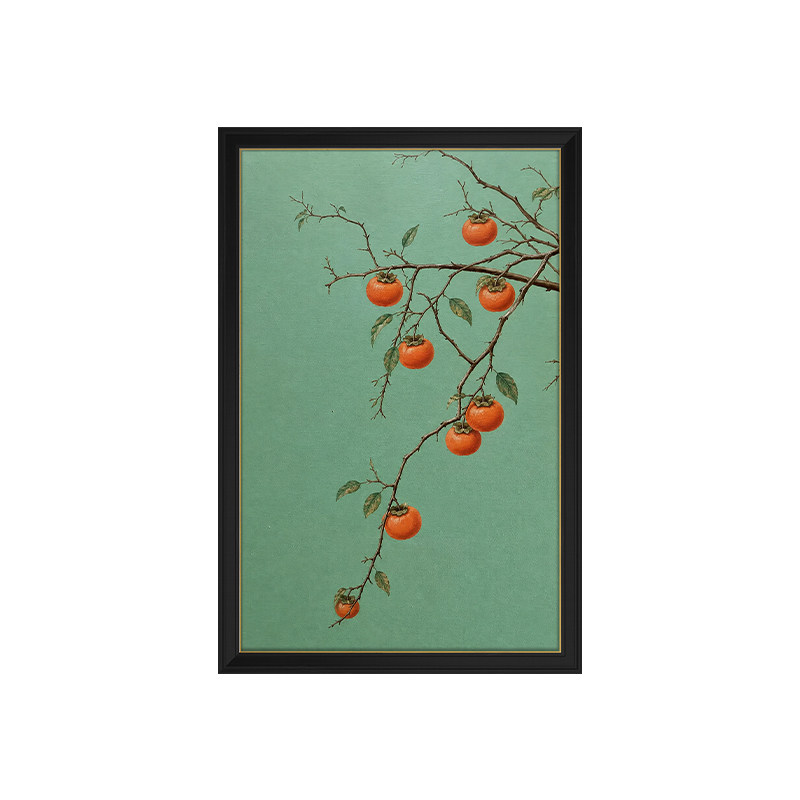大芬村手绘金箔厚涂柿子装饰油画
