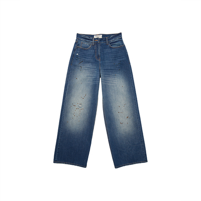 M1DNOTE脏印水洗牛仔/工装长裤