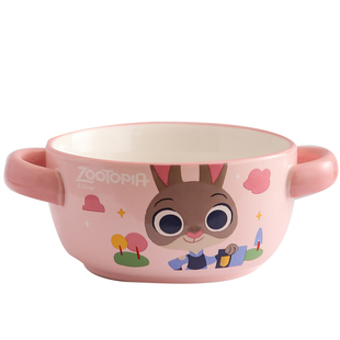 疯狂动物城联名双耳碗儿童陶瓷米饭碗宝宝早餐蛋羹沙拉碗家用小碗
