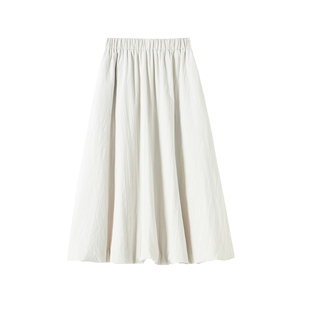 灰色肌理感花苞裙女秋冬松紧腰中长款灯笼蓬蓬裙高级感夹棉半身裙