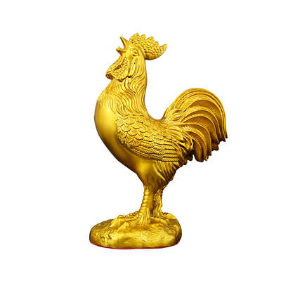 纯黄铜公鸡金鸡报晓生肖摆件招财