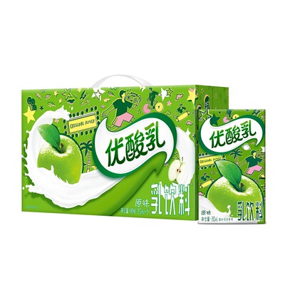 正品伊利优酸乳饮料24盒250ml*草莓AD钙营养早餐果汁混合原味蓝莓