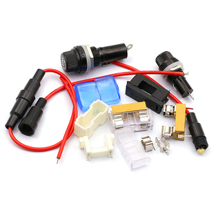 玻璃保险丝管套座5X20熔断器带线底座带弹簧BLXA夹保险管盒子FUSE