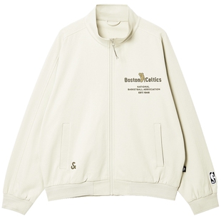 杰克琼斯NBA联名男装春季凯尔特人队字母刺绣宽松立领夹克外套