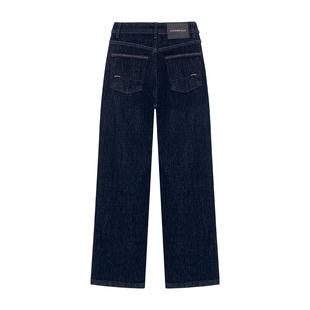 【现货】CKLY8009斯卡洛依牛仔裤女小个子福利深蓝色四面弹直筒裤