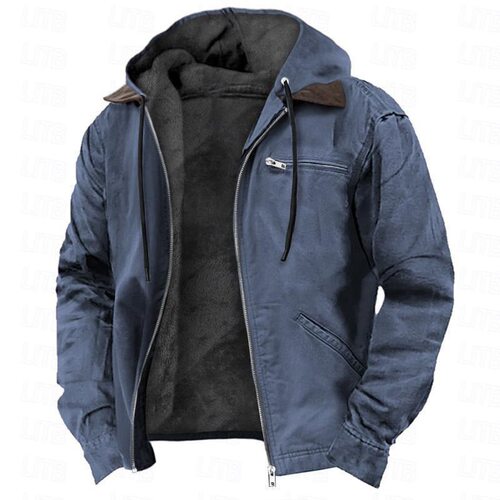 E 85152 Solid Color Hooded Fleece Jacket 纯色连帽夹克