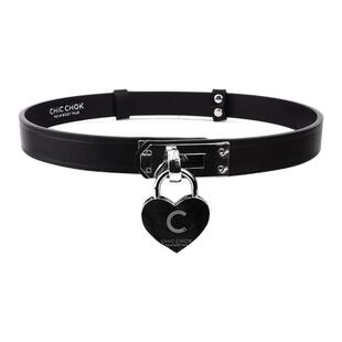 CHICCHOK原创项圈带爱心锁颈圈可调节黑choker高级感项链颈环定制