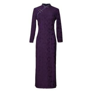 2024年秋冬酒红新中式旗袍大码喜妈妈婆婆装结婚宴会迎宾礼服高端