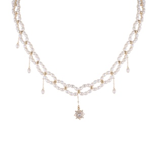 AOILDLLI淡水珍珠项链颈链女生高品质手工编织小米珠百搭双层流苏