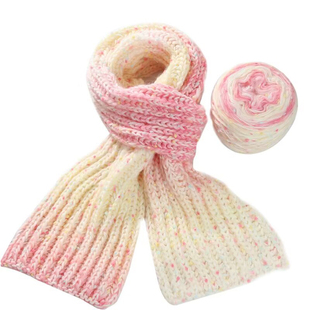 彩虹围巾线手工diy材料包长绒毛渐变手混线自织围巾送男女友礼物