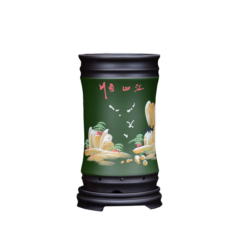 陶瓷精品带托盘专用养花紫砂花盆