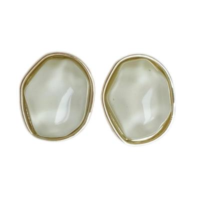 春夏清新绿色波纹几何耳钉耳夹女