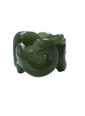 复古和田玉龙凤平安璧扳指