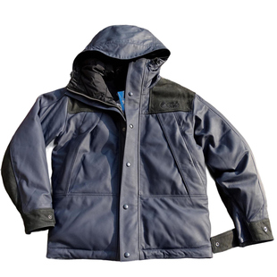 真皮羽绒服外贸出口连帽拼色进口羊皮加厚保暖防寒真皮衣男女