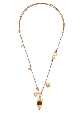 度假风贝壳木珠陶罐编绳吊坠串珠天然石高级感小众设计长款项链