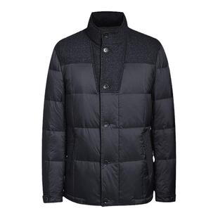 CALLISTO卡利斯特秋冬男士立领时尚撞色拼接灰鹅绒保暖羽绒服外套