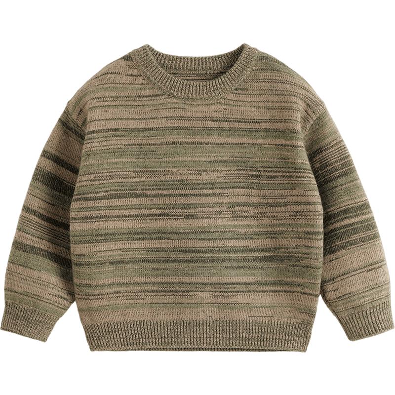 马克珍妮男童复古渐变条纹毛衣儿童针织衫2024年秋冬新款241705