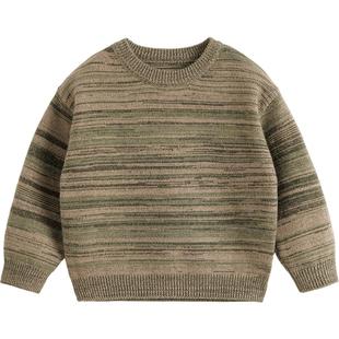 马克珍妮男童复古渐变条纹毛衣 儿童针织衫2025年秋冬装241705