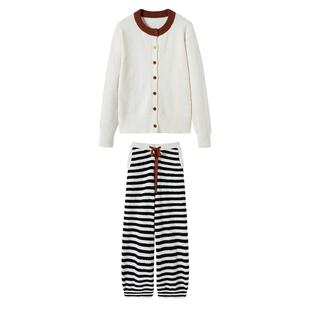 【章若楠同款】AR拼色半边绒家居服套装可外穿女开衫秋冬保暖睡衣