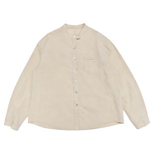 无色无味衬衫女上衣2026新款春季新中式立领长袖宽松挺括量感衬衣