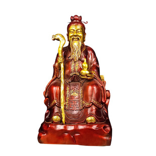 纯黄铜土地公神像摆件中式福德正神家居装饰工艺品土地爷社神铜像