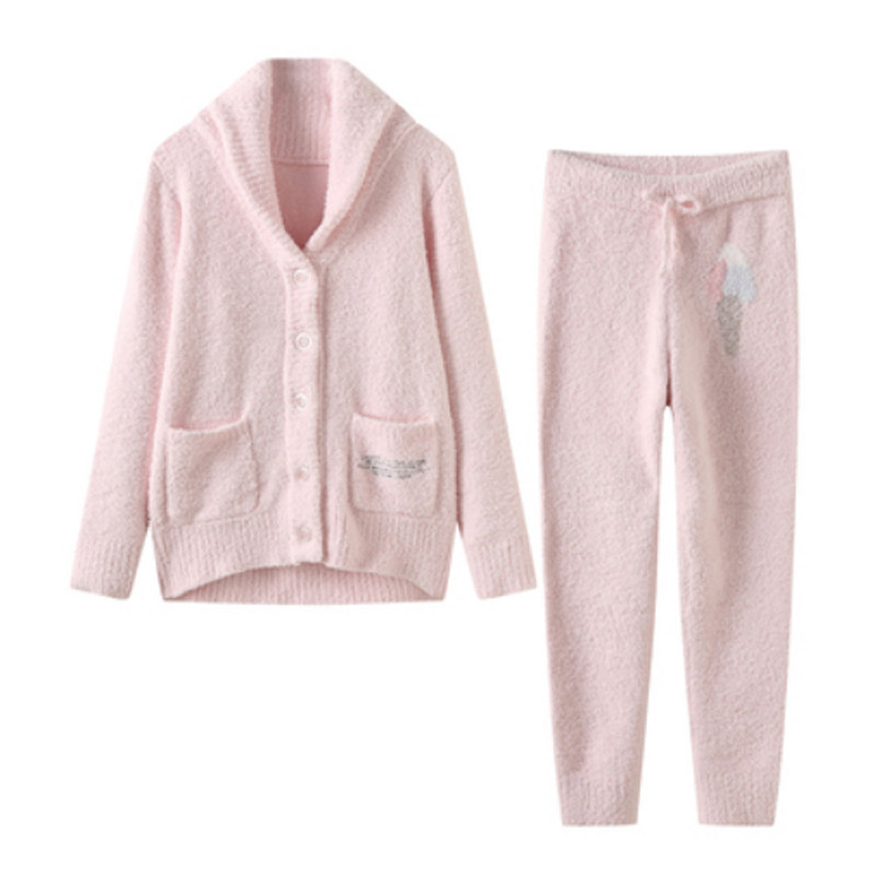 日系软绵绵睡衣女开衫保暖家居服
