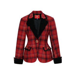 lefame拉飞姆复古港风格纹收腰版型西装外套女冬气质显瘦上衣高级