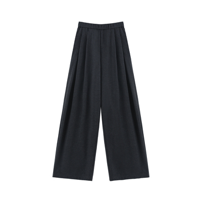 显瘦高腰直筒毛呢拖地裤